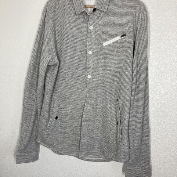 Slvdr Jacket Mens Medium Gray Shirt Jacket Shacket Zip Chest Pocket Lined Snaps - Picture 5 of 16